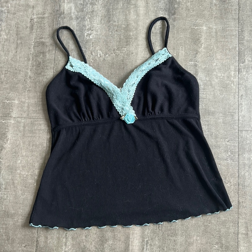 black and blue lace tank